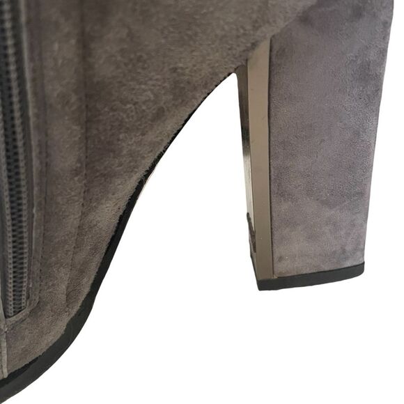 Le Silla Gray Suede Leather Mid Calf Zip Boots Platform Chunky Mirror Heel Sz 6 - Picture 5 of 15